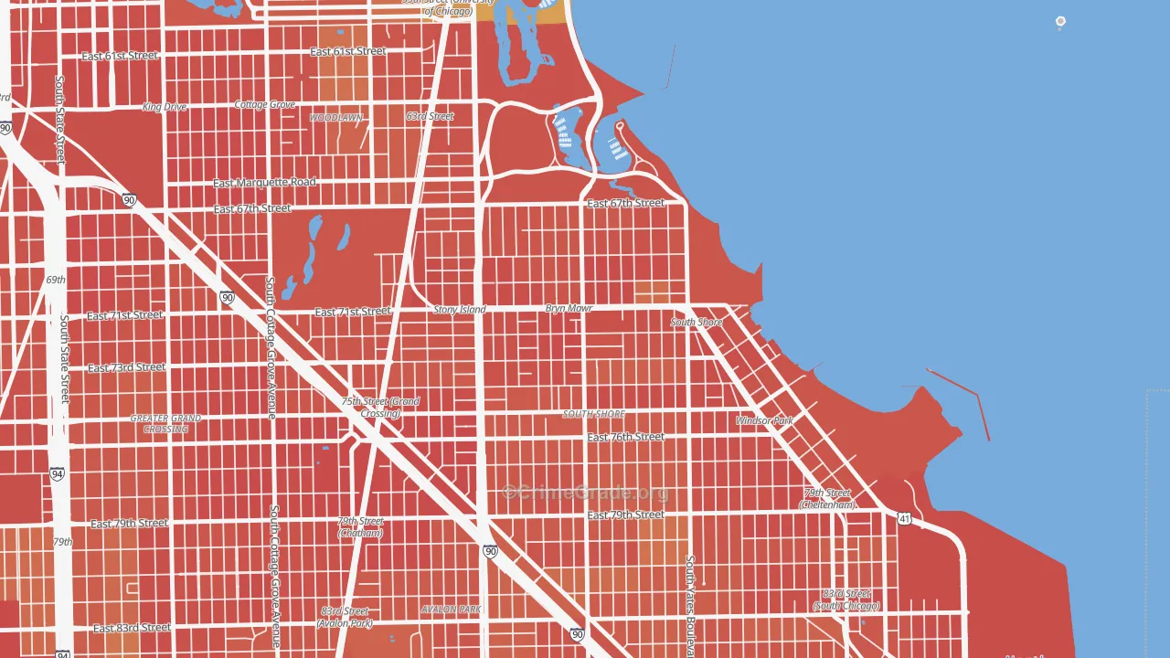 South Shore, Chicago, IL Map of Assault Rates