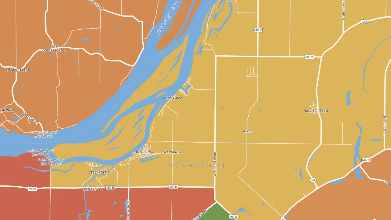 South Shore, MO Map of Assault Rates