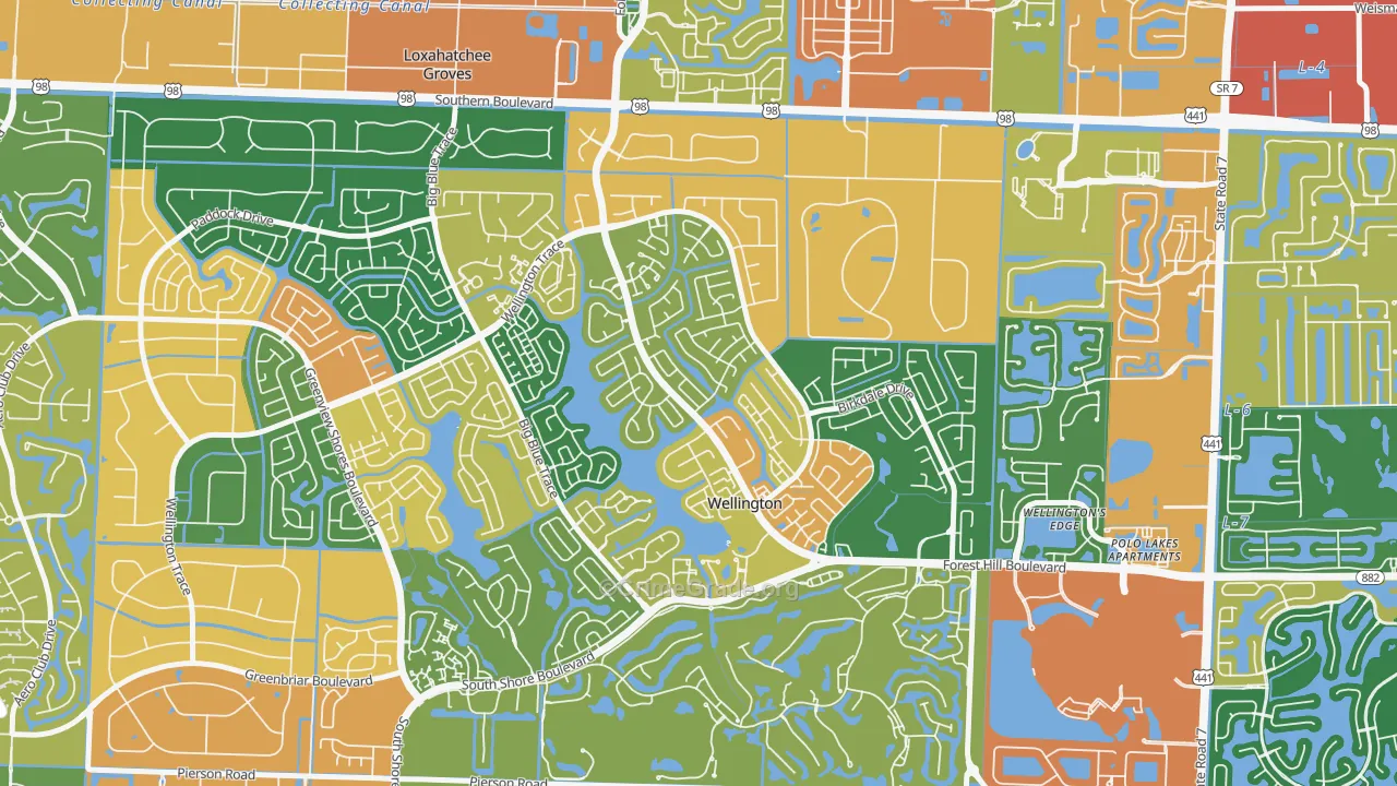 South Shore of Wellington, Wellington, FL Map of Assault Rates