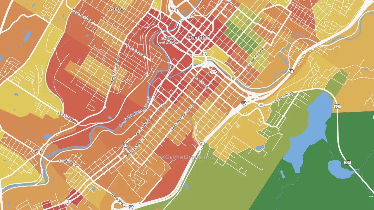 South Side, Scranton, PA Map of Assault Rates