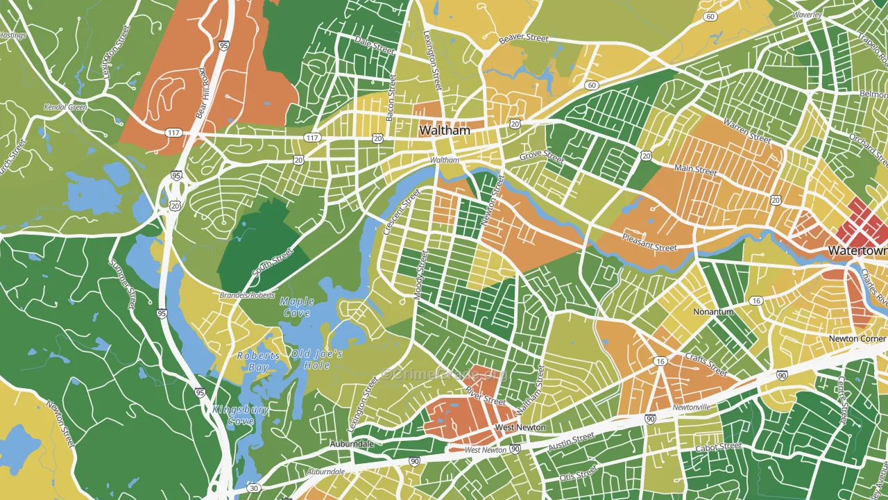 South Side, Waltham, MA Map of Assault Rates