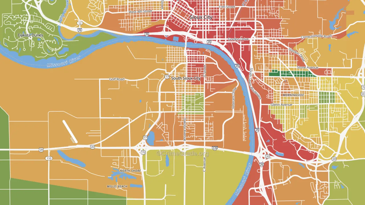 South Sioux City, NE Map of Assault Rates