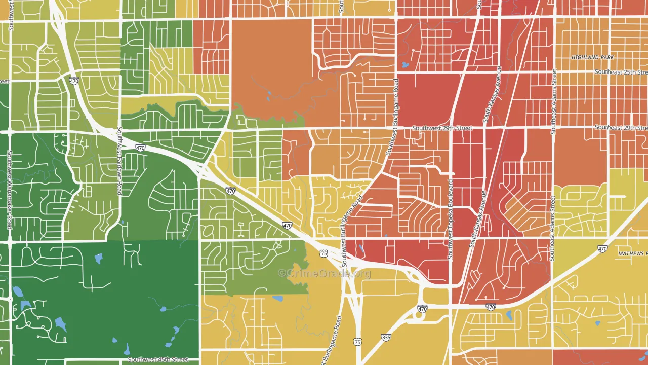 South Southeast 1, Topeka, KS Map of Assault Rates