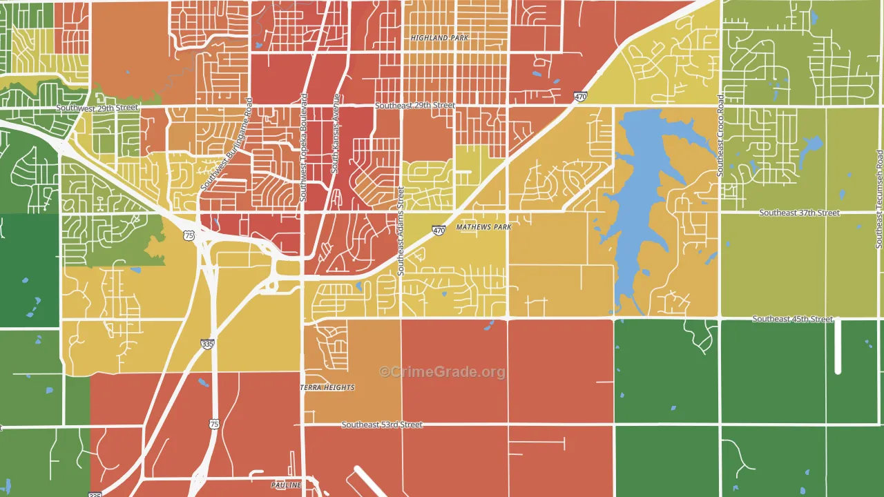 South Southeast 3, Topeka, KS Map of Assault Rates