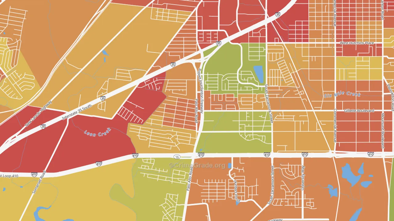 South Southwest, San Antonio, TX Map of Assault Rates