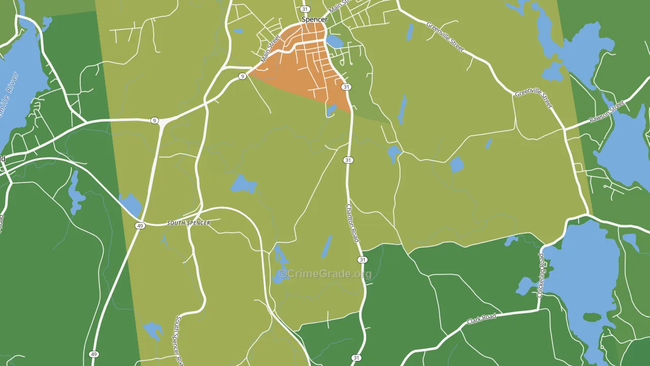 South Spencer, MA Map of Assault Rates