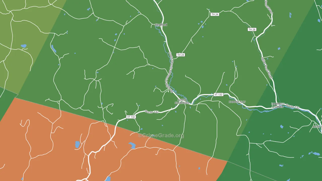 South Strafford, VT Map of Assault Rates