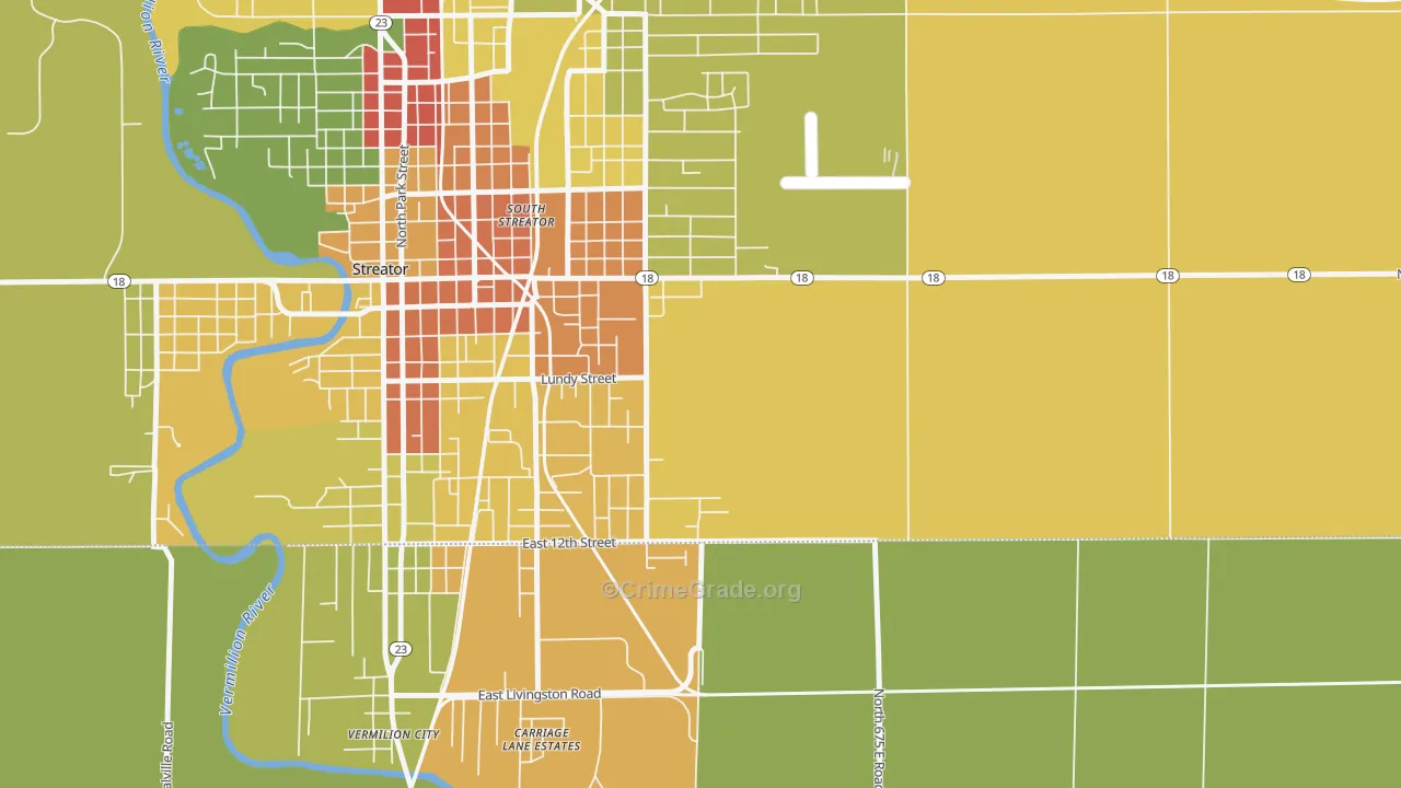 South Streator, IL Map of Assault Rates