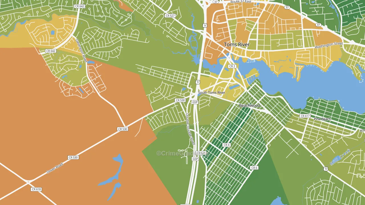 South Toms River, NJ Map of Assault Rates