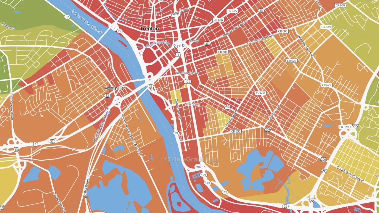 South Trenton, Trenton, NJ Map of Assault Rates