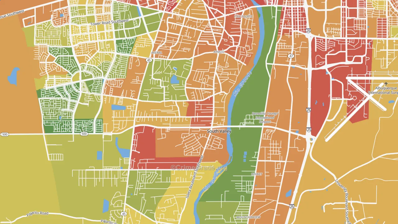 South Valley, NM Map of Assault Rates