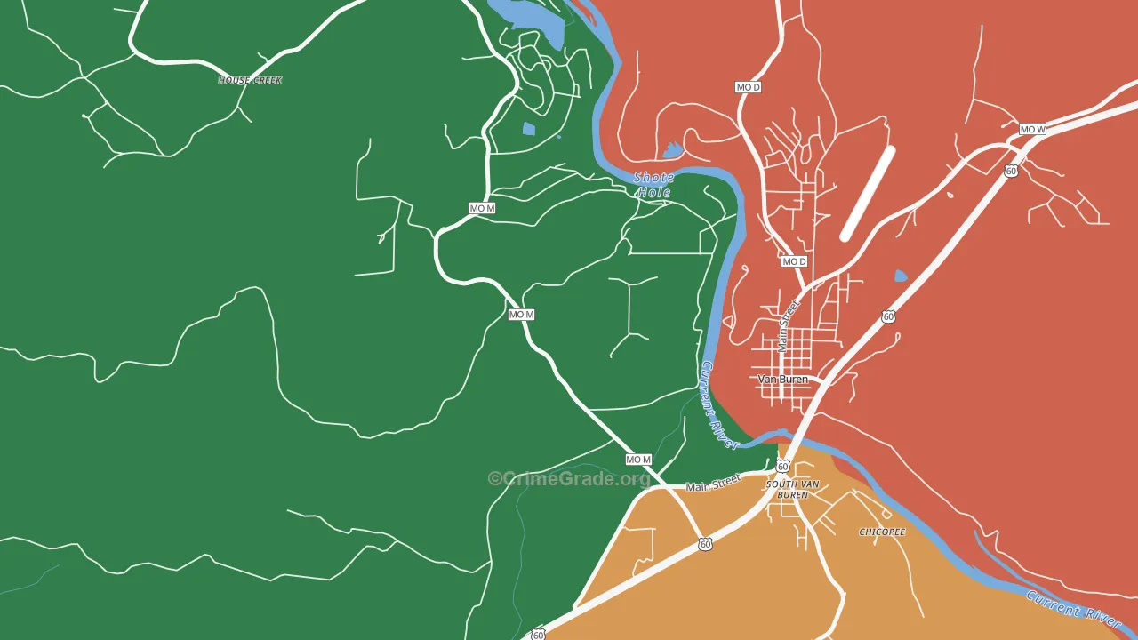South Van Buren, MO Map of Assault Rates