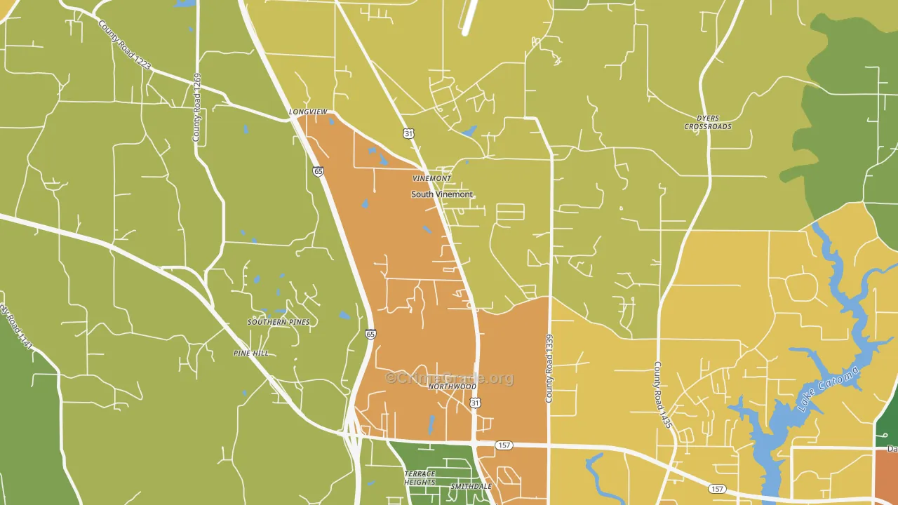 South Vinemont, AL Map of Assault Rates