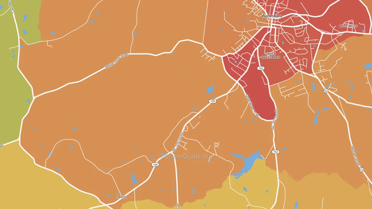South Wadesboro, NC Map of Assault Rates