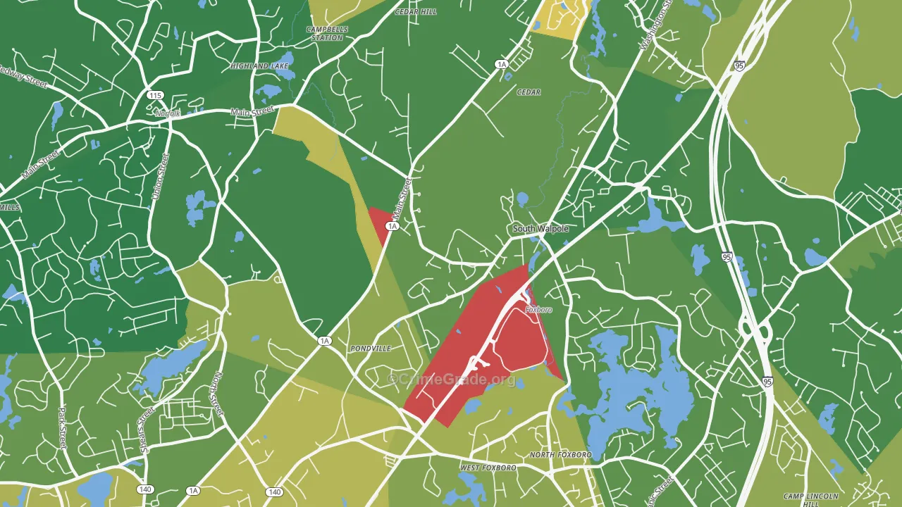 South Walpole, MA Map of Assault Rates