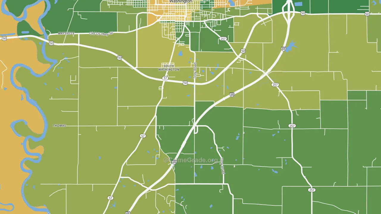 South Washington, IN Map of Assault Rates
