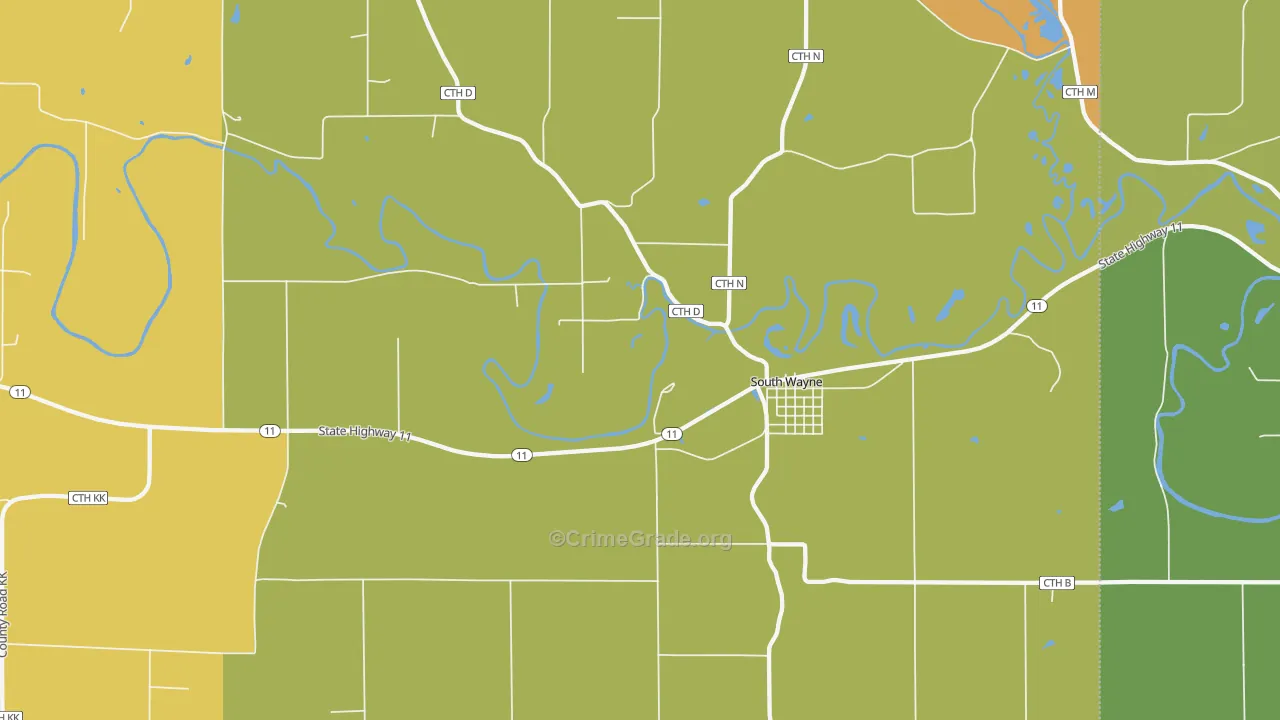 South Wayne, WI Map of Assault Rates