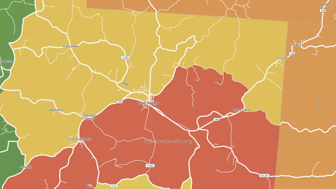 South Webster, OH Map of Assault Rates