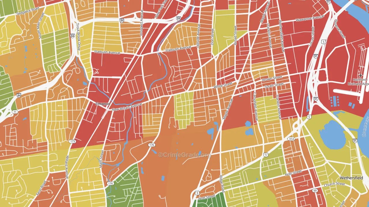 South West, Hartford, CT Map of Assault Rates