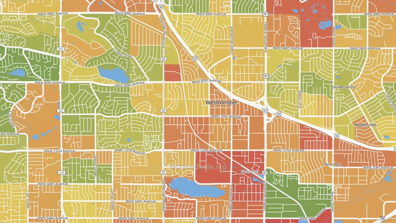 South Westminster, Westminster, CO Map of Assault Rates