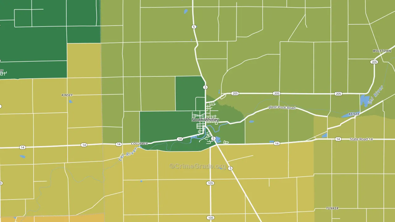 South Whitley, IN Map of Assault Rates