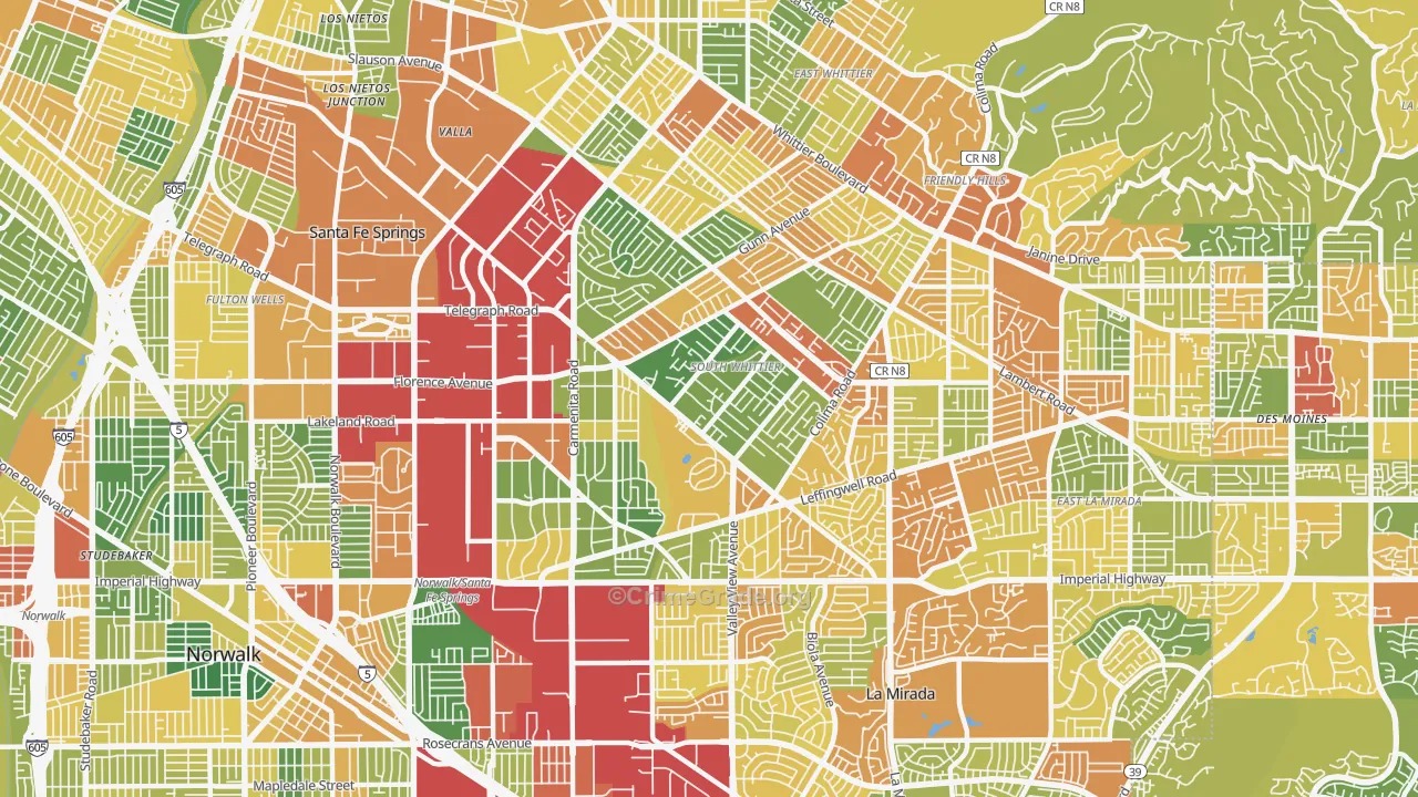 South Whittier, CA Map of Assault Rates