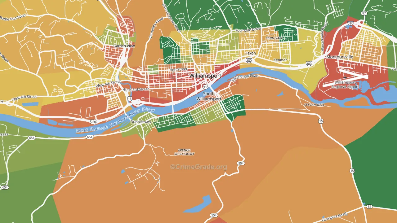 South Williamsport, PA Map of Assault Rates