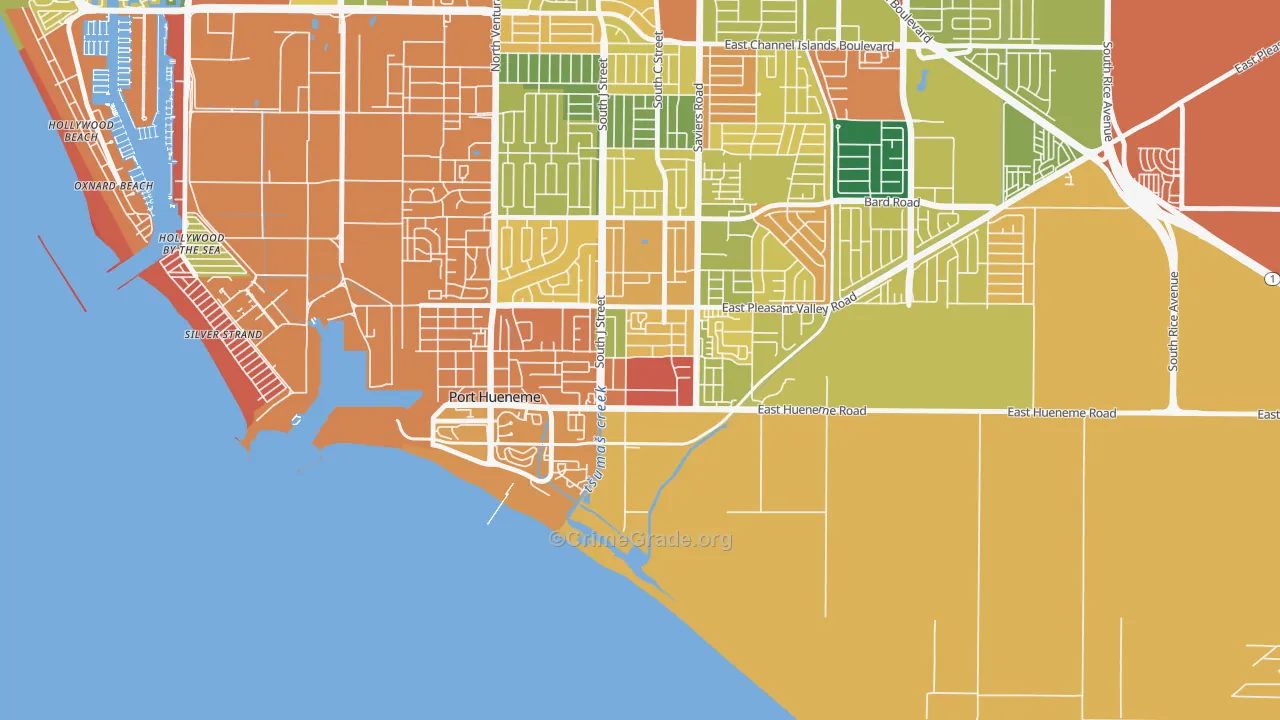 South Winds, Oxnard, CA Map of Assault Rates