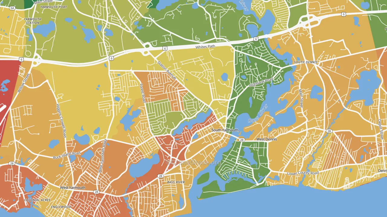 South Yarmouth, MA Map of Assault Rates