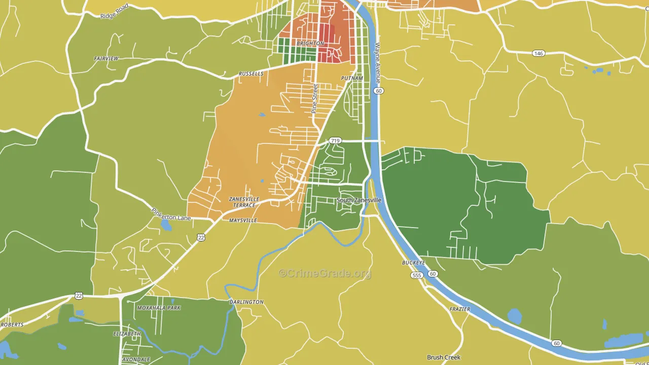 South Zanesville, OH Map of Assault Rates
