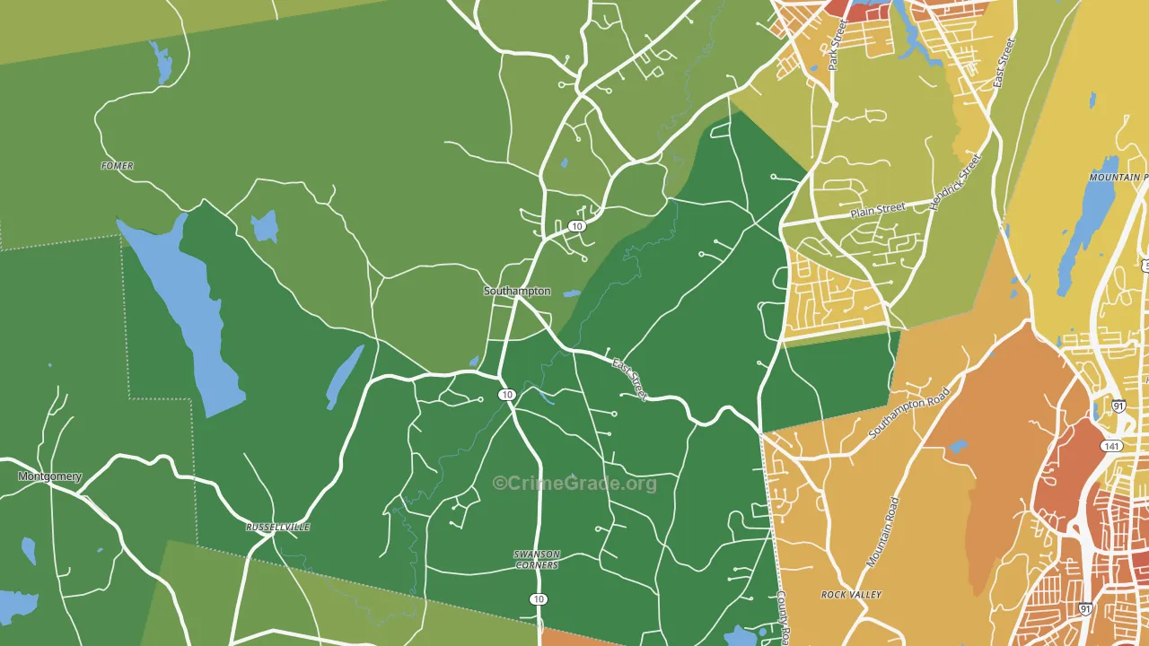 Southampton, MA Map of Assault Rates