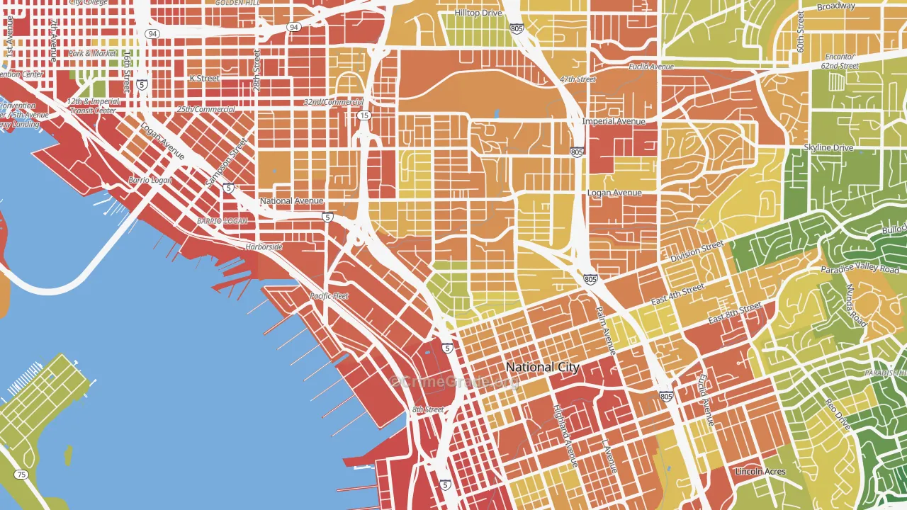 Southcrest, San Diego, CA Map of Assault Rates