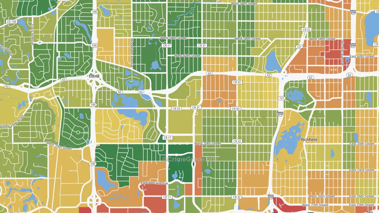 Southdale, Edina, MN Map of Assault Rates