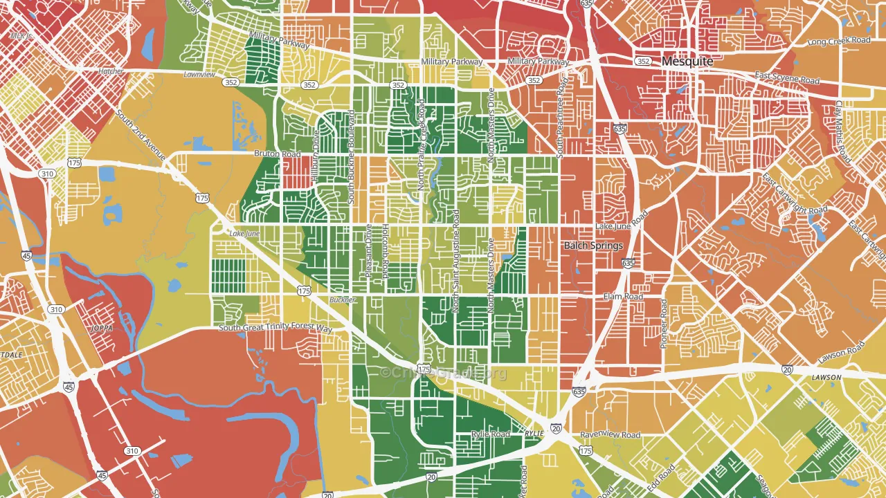 Southeast Dallas, Dallas, TX Map of Assault Rates