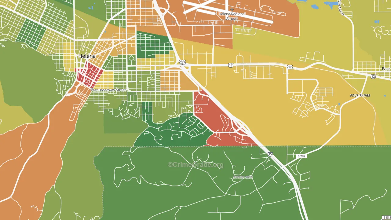 Southeast, Helena, MT Map of Assault Rates