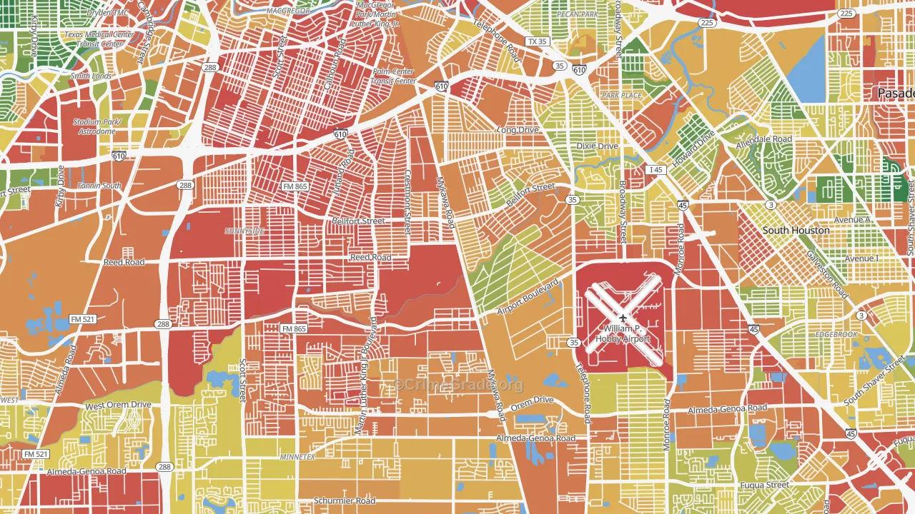 Southeast, Houston, TX Map of Assault Rates