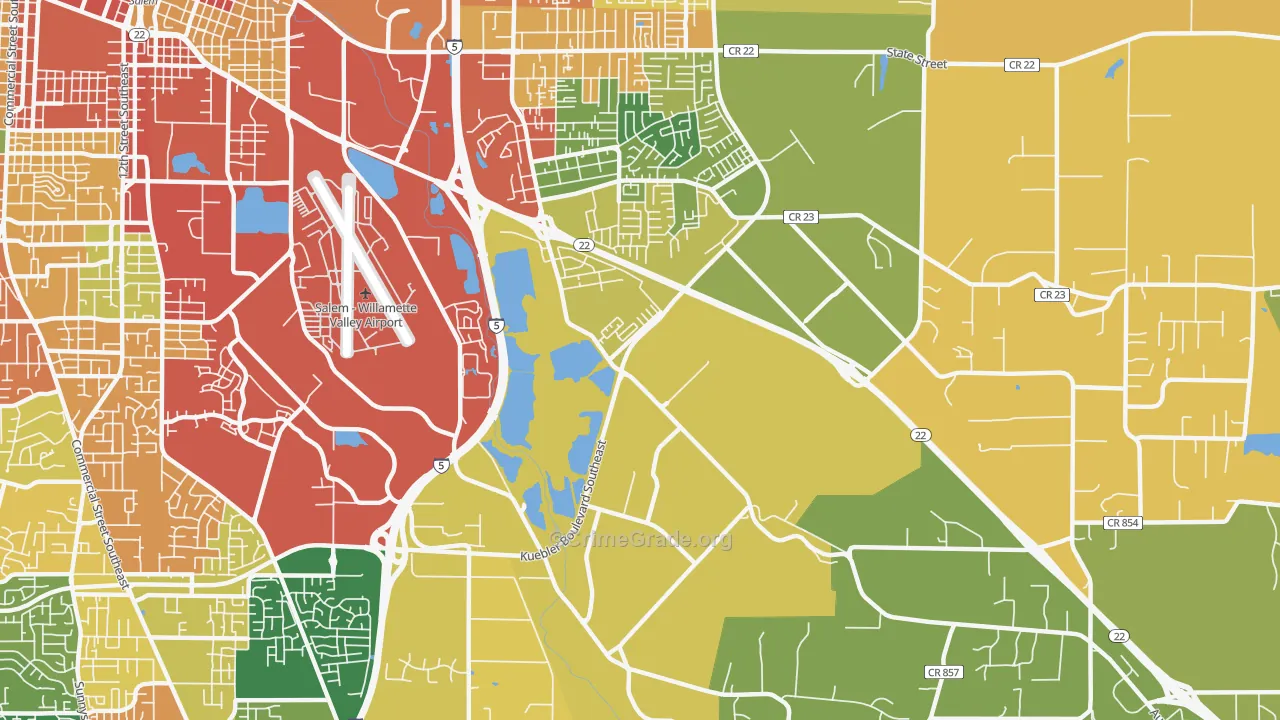Southeast Mill Creek, Salem, OR Map of Assault Rates