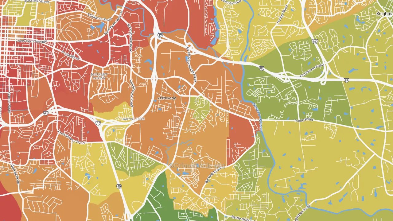 Southeast, Raleigh, NC Map of Assault Rates