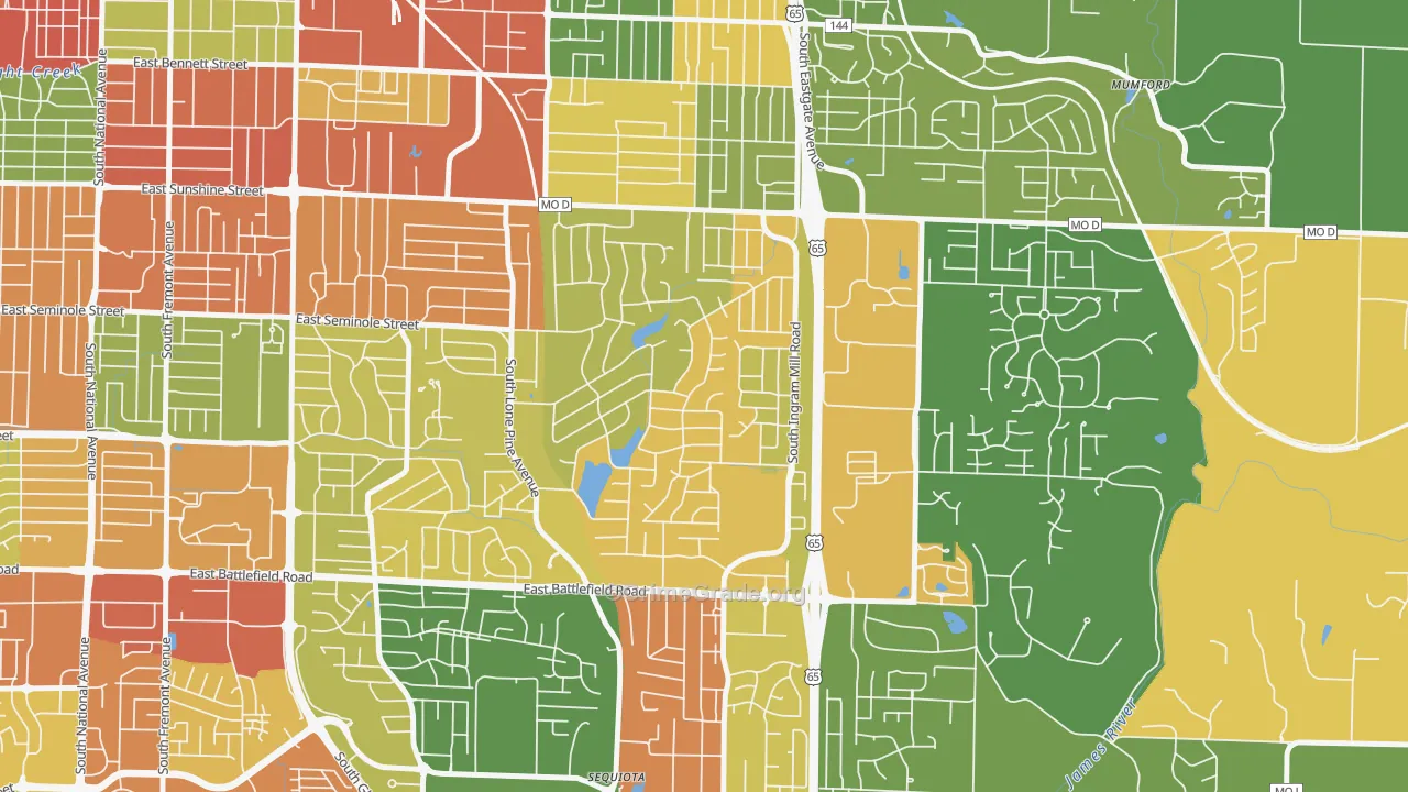 Southern Hills, Springfield, MO Map of Assault Rates
