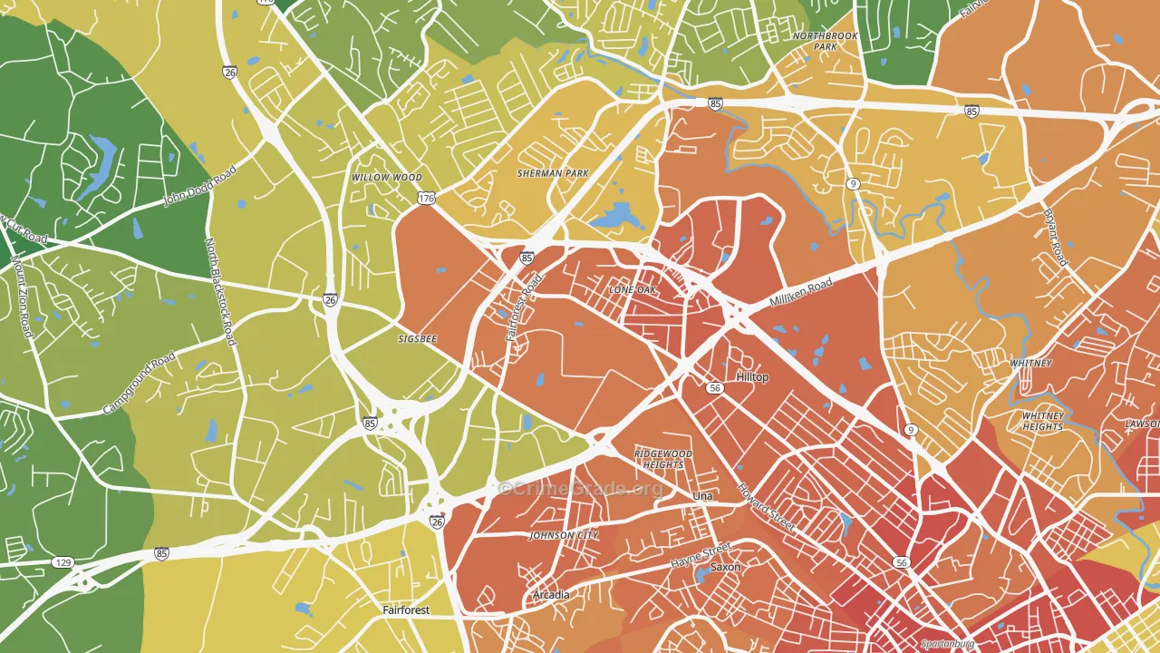Southern Shops, SC Map of Assault Rates