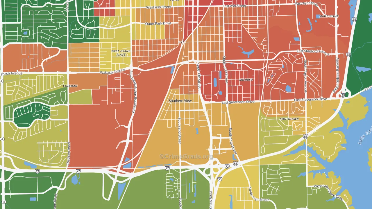 Southern View, IL Map of Assault Rates