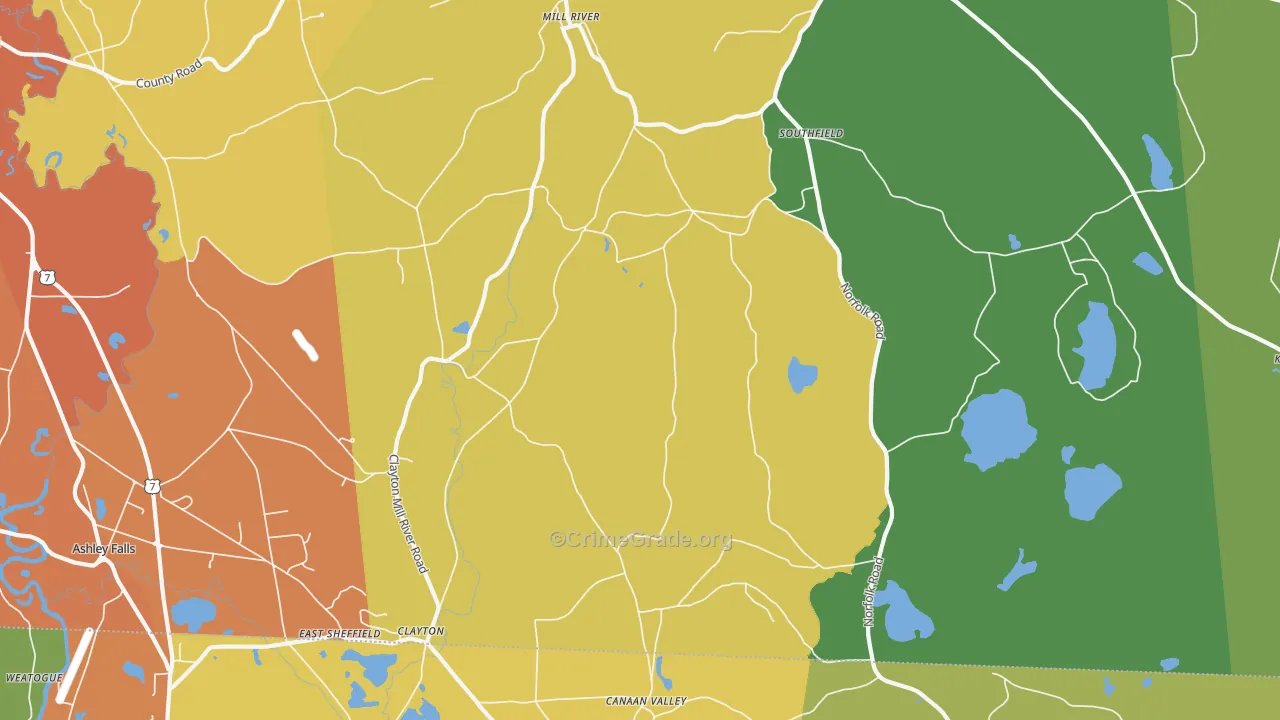Southfield, MA Map of Assault Rates