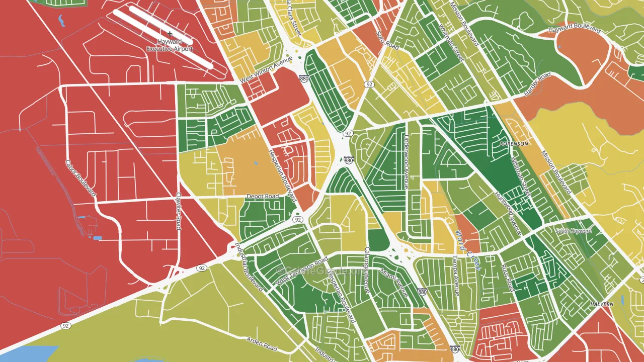 Southgate, Hayward, CA Map of Assault Rates