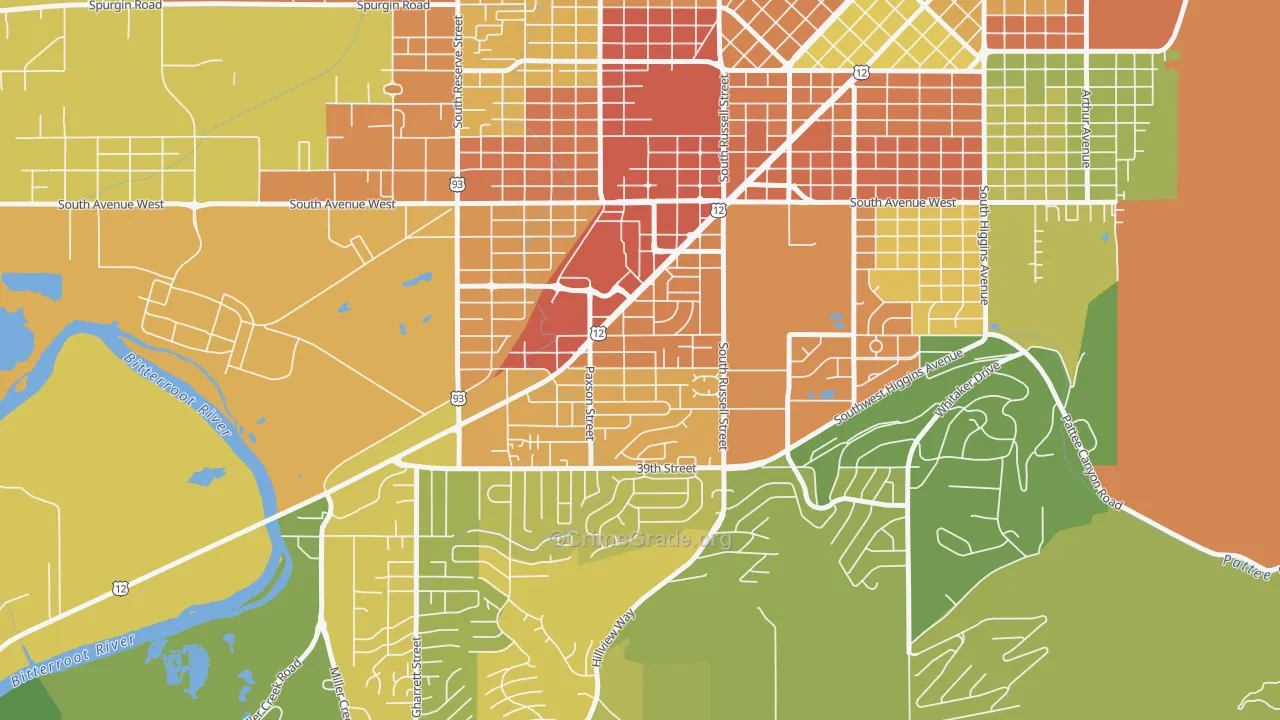 Southgate Triangle, Missoula, MT Map of Assault Rates