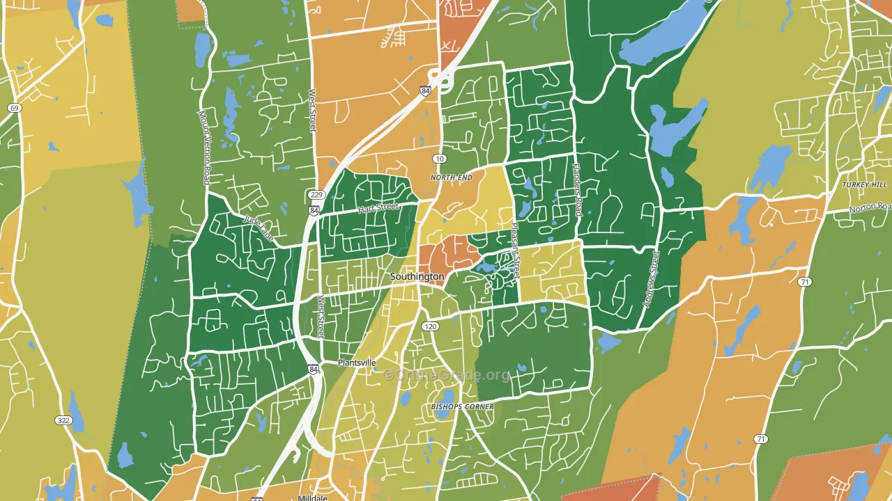 Southington, CT Map of Assault Rates