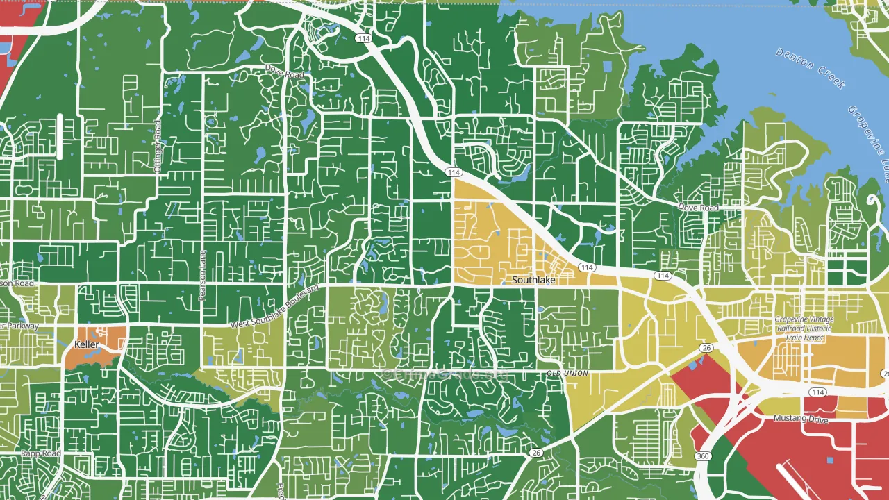 Southlake, TX Map of Assault Rates