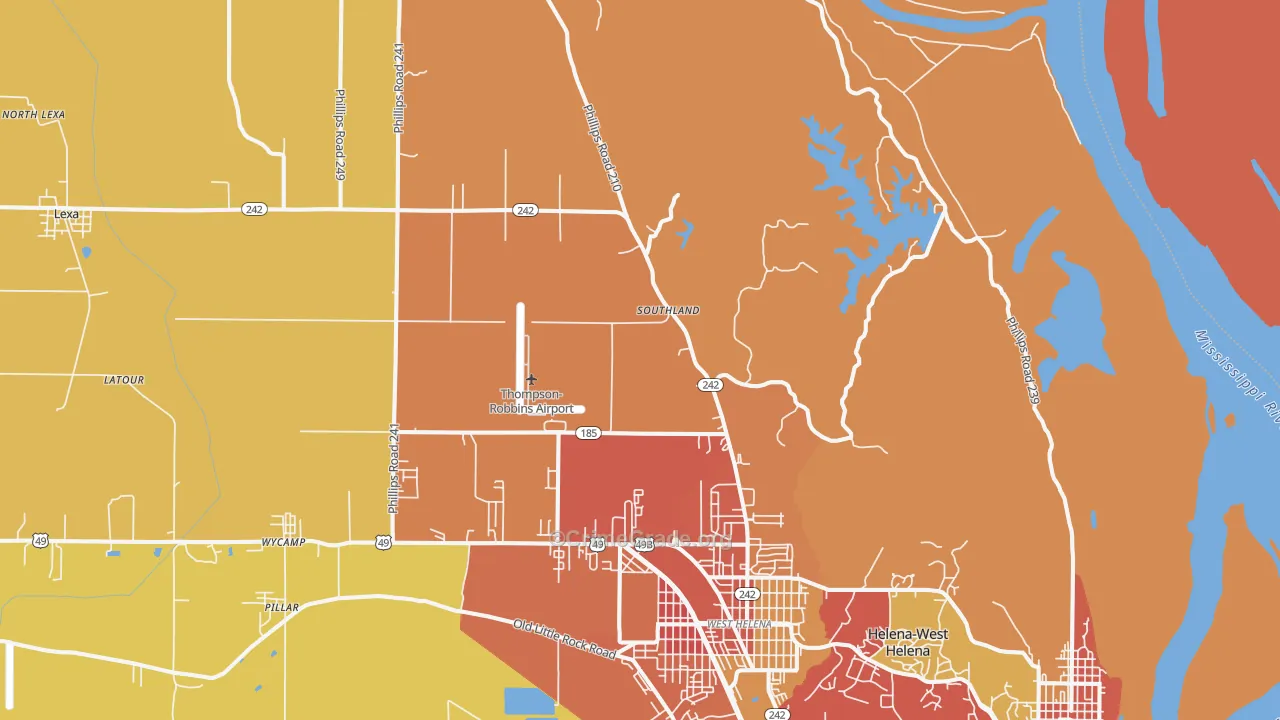 Southland, AR Map of Assault Rates