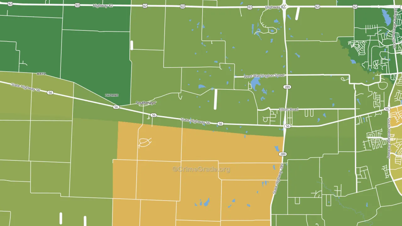 Southmayd, TX Map of Assault Rates