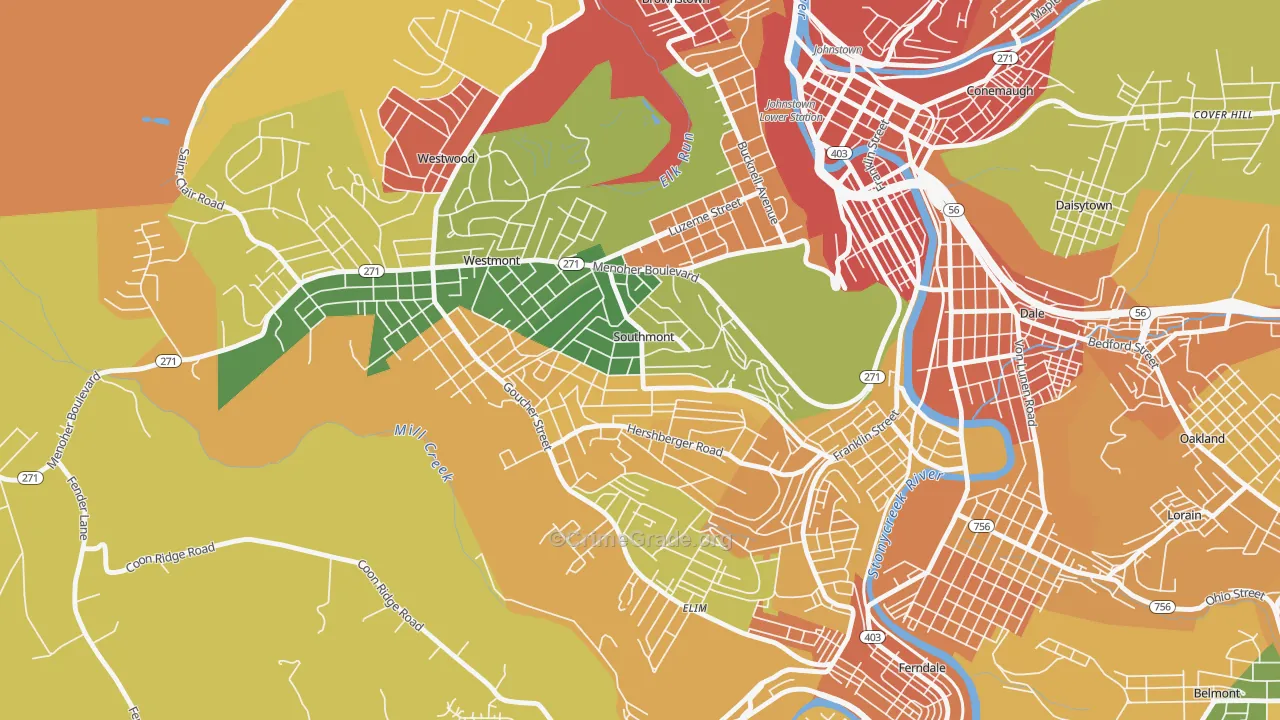 Southmont, PA Map of Assault Rates