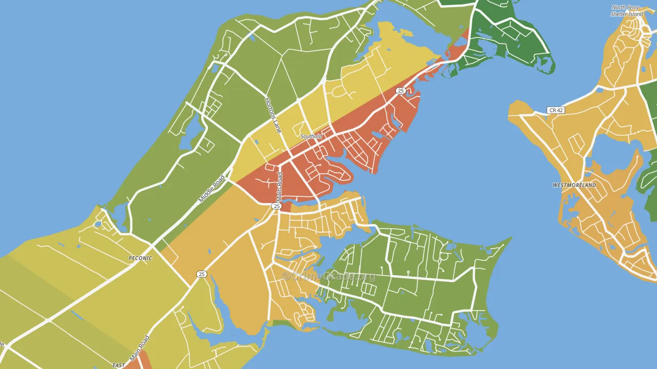 Southold, NY Map of Assault Rates